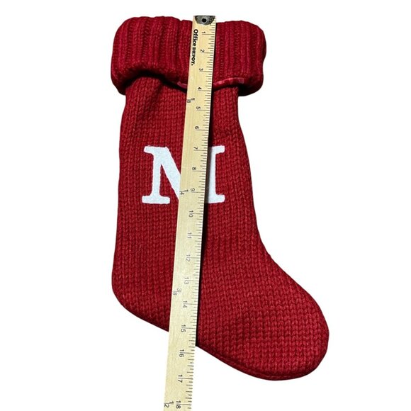 Red Wondershop Christmas Stocking With White M Letter Monogram Acrylic - Picture 2 of 5
